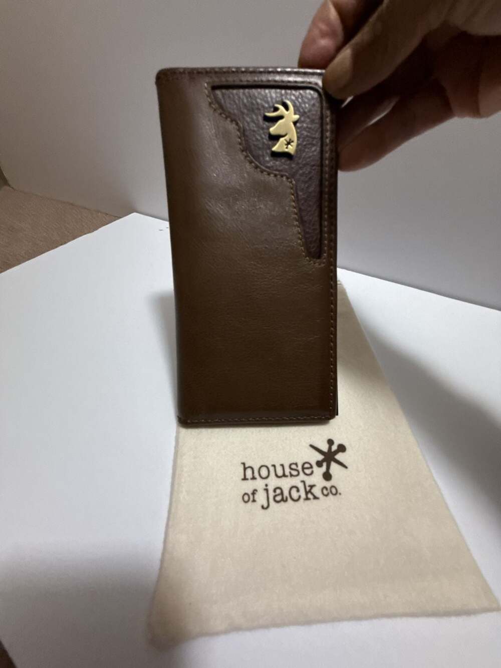 House of Jack Co. Brown Leather Deer Long Bifold Wallet